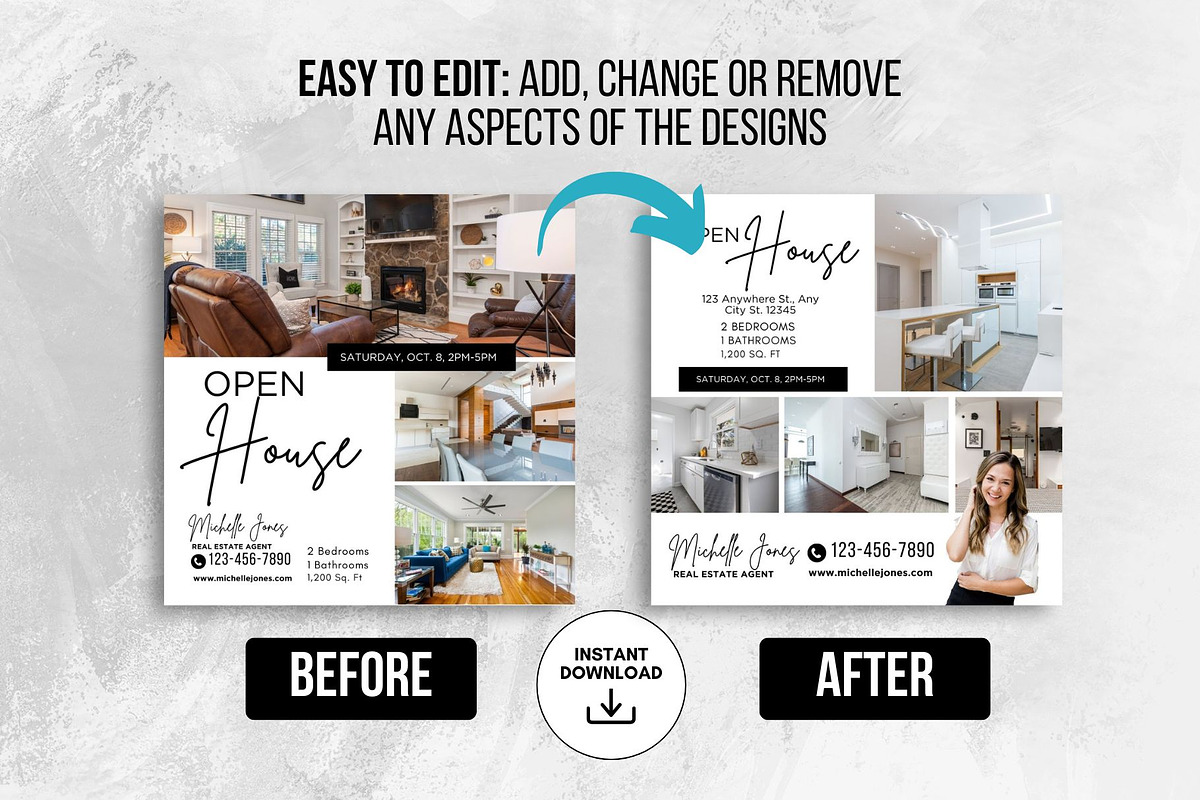 Open House Instagram Posts Canva, a Social Media Template by CreativeVinesStore (Photo 9 of 12)
