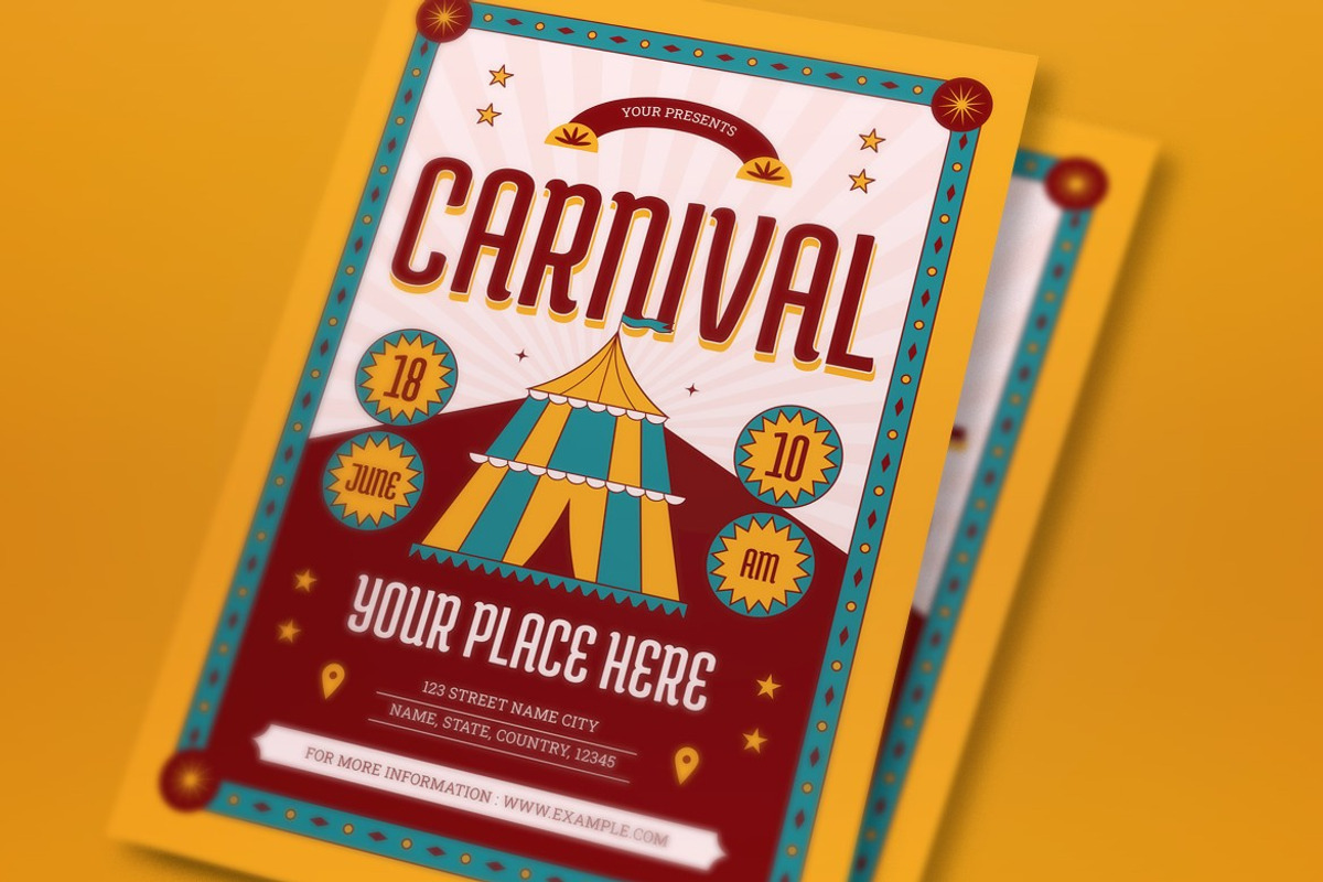 Yellow Red Carnival Flyer Set, a Flyer Template by graphicook (Photo 2 of 3)