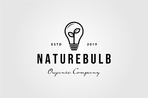 Line Art Nature Bulb Logo Icon