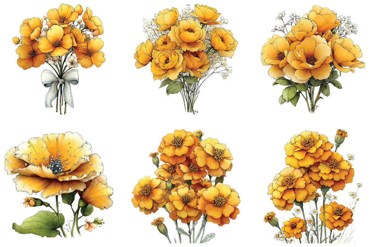 Yellow Flowers Spring Clipart, an Illustration by CraftArtStudio (Photo 4 of 6)