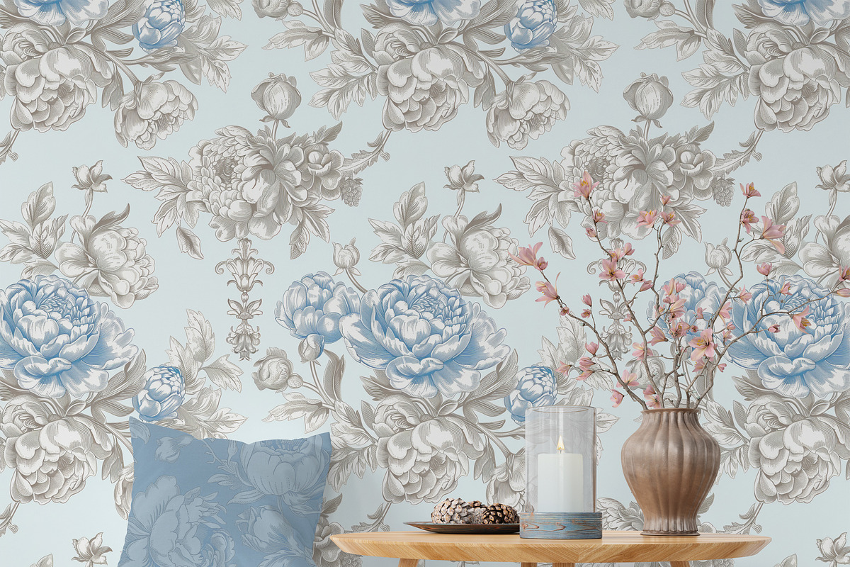 Floral Toile Print Design Patterns, a Pattern Graphic by Olya Creative (Photo 12 of 29)