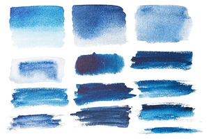 Blue watercolor paint brush strokes