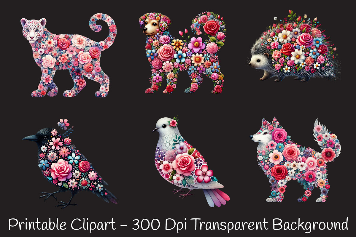 Floral Animals Clipart, Spring Clipa, an Illustration by RobertsArt (Photo 4 of 7)