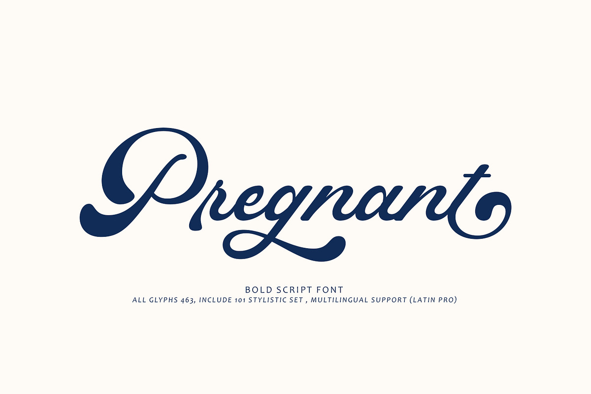Pregnant - Bold Script Font, a Script Font by Arendxstudio (Photo 1 of 9)