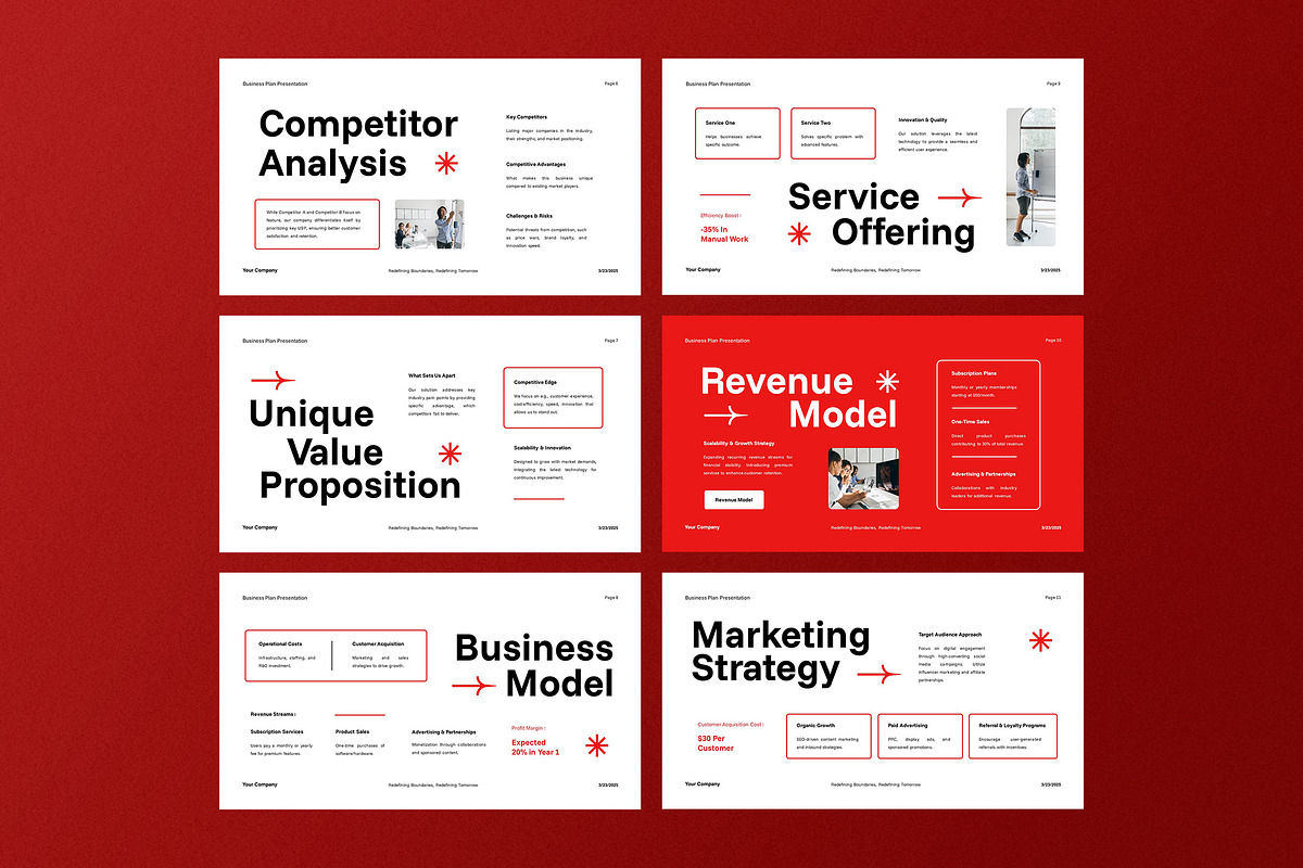 Red White Business Plan PPT, a Presentation Template by Aiyari Graphic (Photo 3 of 5)