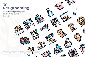 30 Pet grooming Icon set