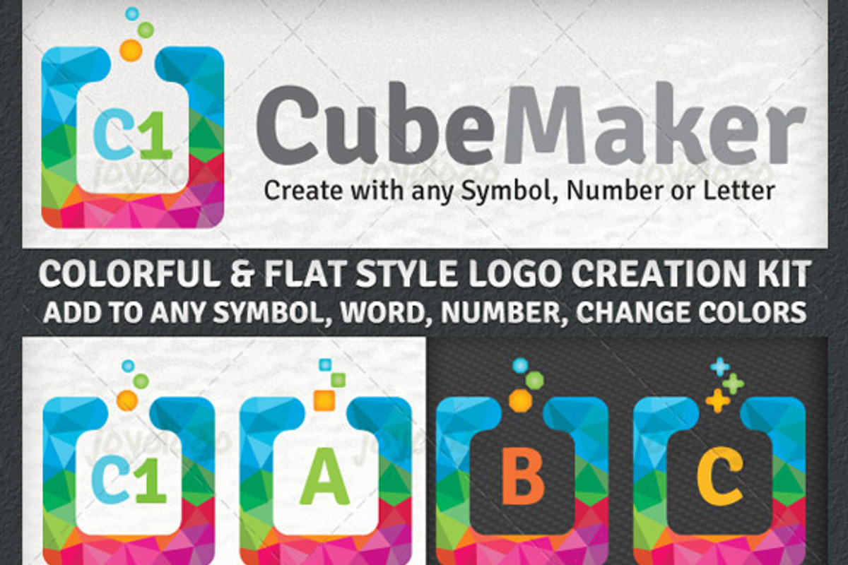 Colorful Flat Cube Logo Maker Set, a Branding & Logo Template by joyologo (Photo 2 of 3)