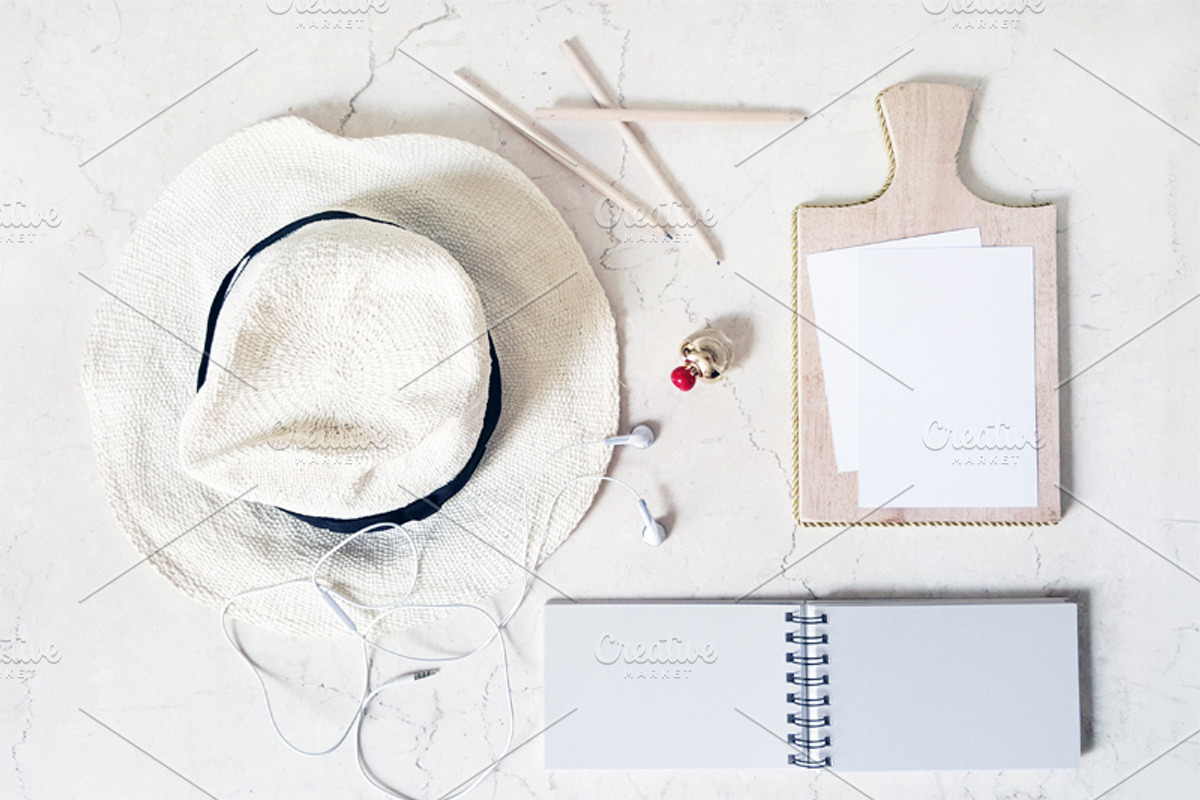 White Hat and Flower Mockup, a Hat Mockup by littleprince (Photo 2 of 3)