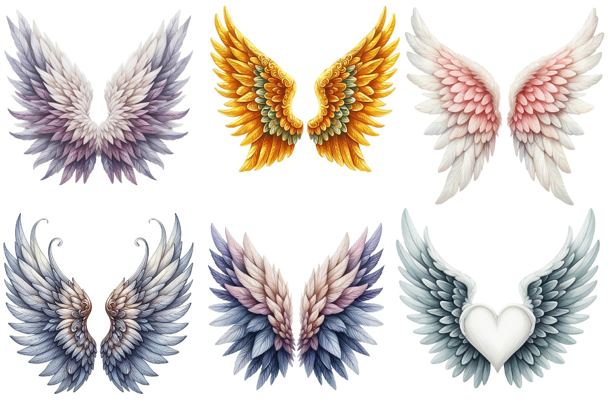 Heaven Angel Wings Sublimation Clipa, an Illustration by Designworld (Photo 3 of 5)
