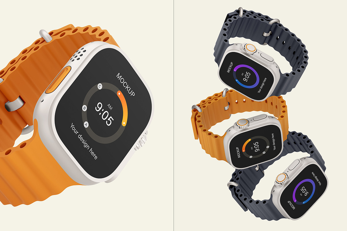 Apple Watch Ultra Mockup Set, a Wearable Device Mockup by ForgeDesign (Photo 12 of 14)