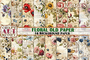 Kit Backgrounds Floral old paper, a Background Graphic by CraftArtStory (Thumbnail 1 of 5)