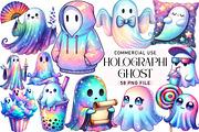 Cute Halloween Ghost Holographic, an Illustration by Daily.Designs (Thumbnail 1 of 6)