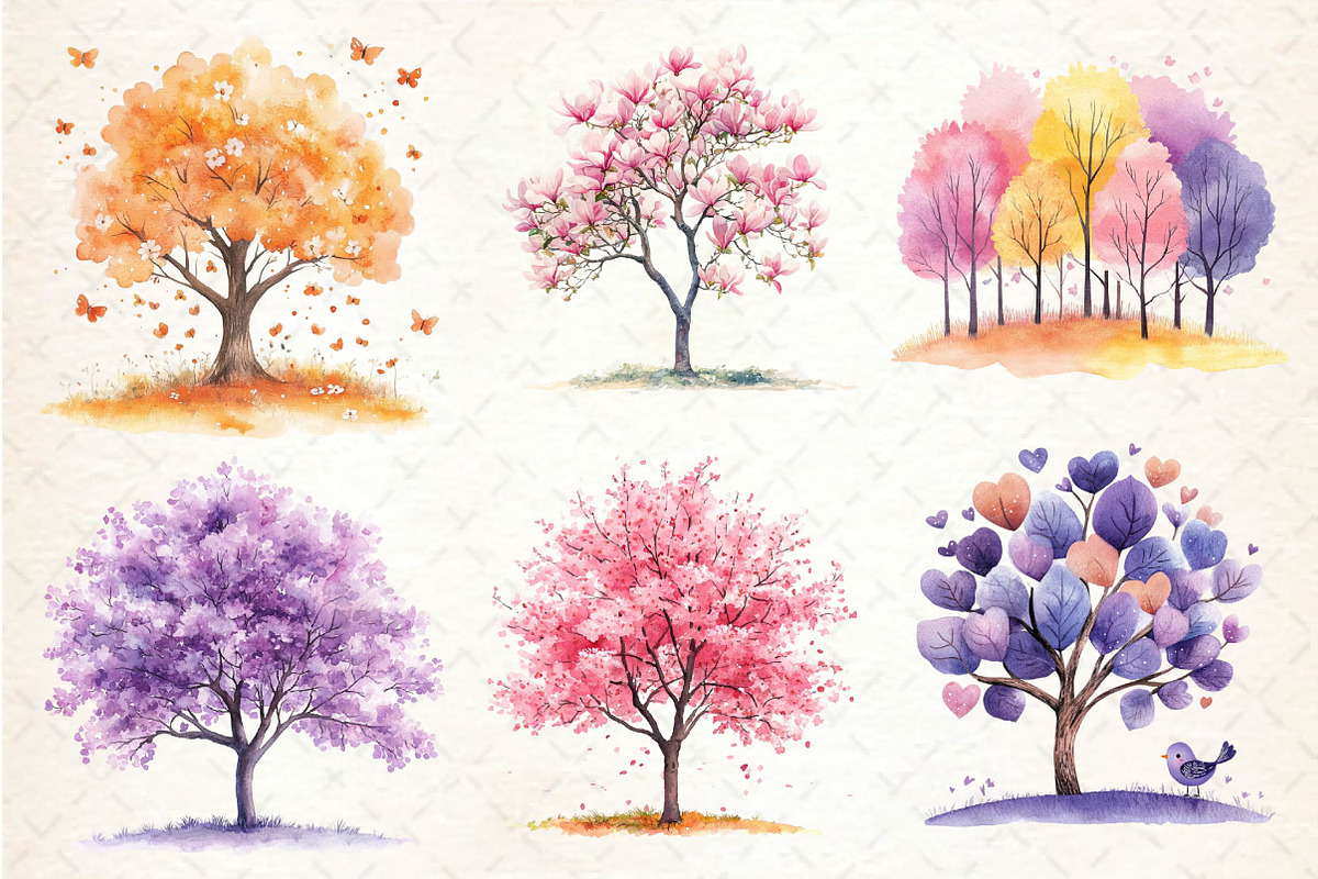 Pastel Spring Trees Clipart, an Illustration by Dream Creation (Photo 4 of 5)