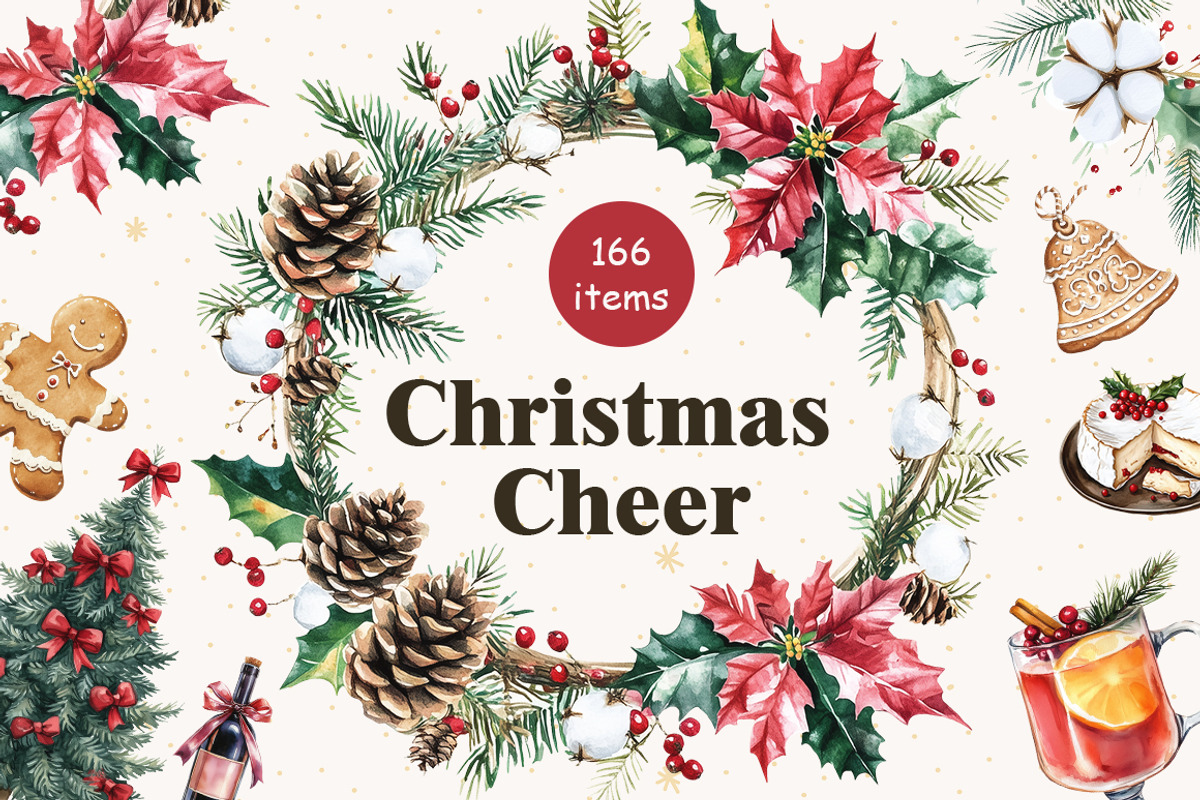 Christmas Watercolor Clipart Collect, a Graphic by IrenKlm (Photo 1 of 11)