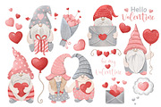 Watercolor Valentine Gnomes Clipart, a Seasonal Illustration by ArtGiftsStudio (Thumbnail 2 of 4)