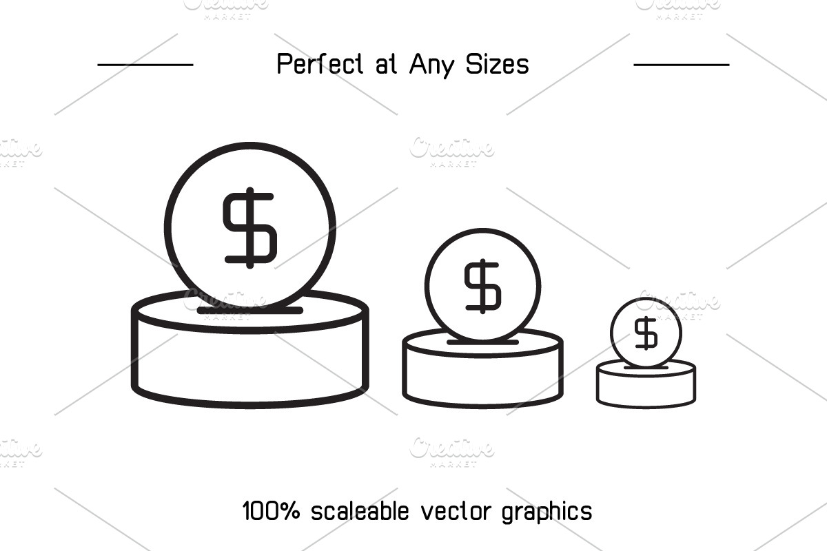 Dollar Money Line Icons Set, an Outline Icon by Designfour (Photo 7 of 7)