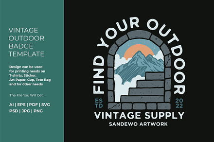 Vintage Outdoor Badge Adventure, an Object Graphic by Sandewo