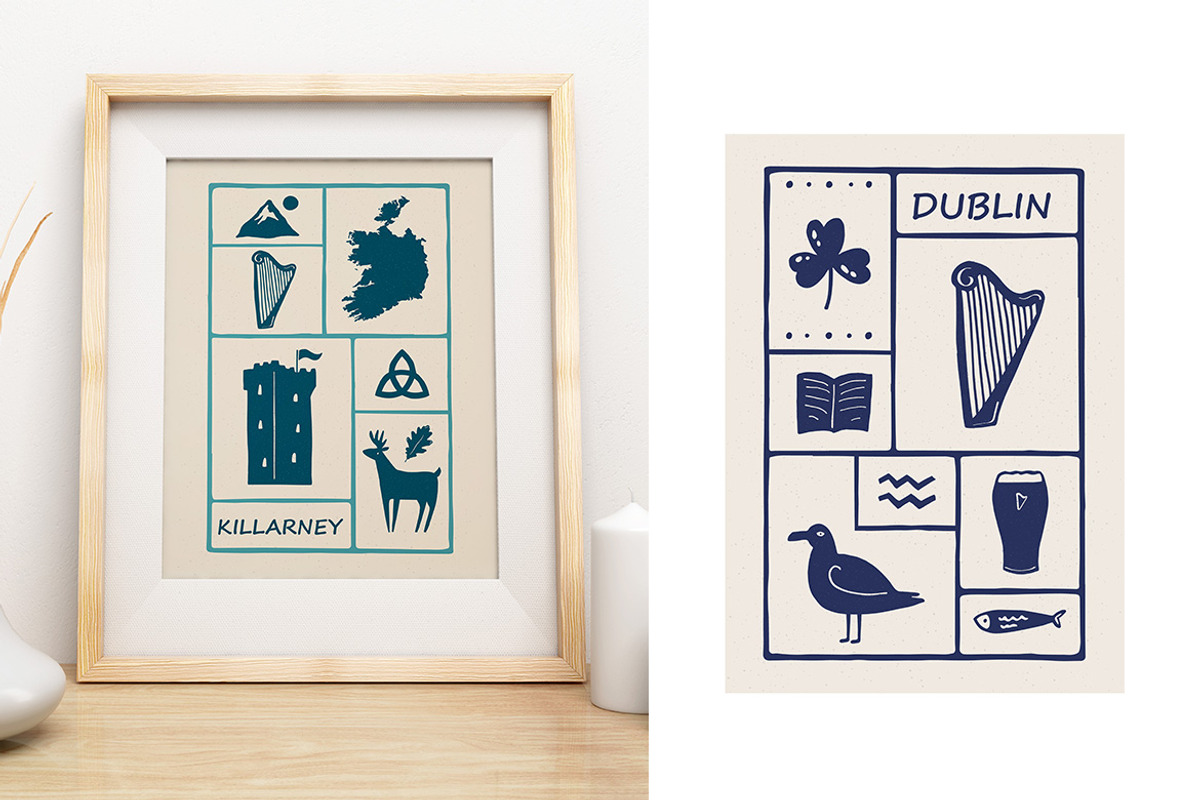 Irish Travel Posters, Hand-Drawn Art, a Background Graphic by danceyourlife (Photo 4 of 5)