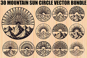 Mountain Sun Circle Design Bundle, an Illustration by Creativeshirt