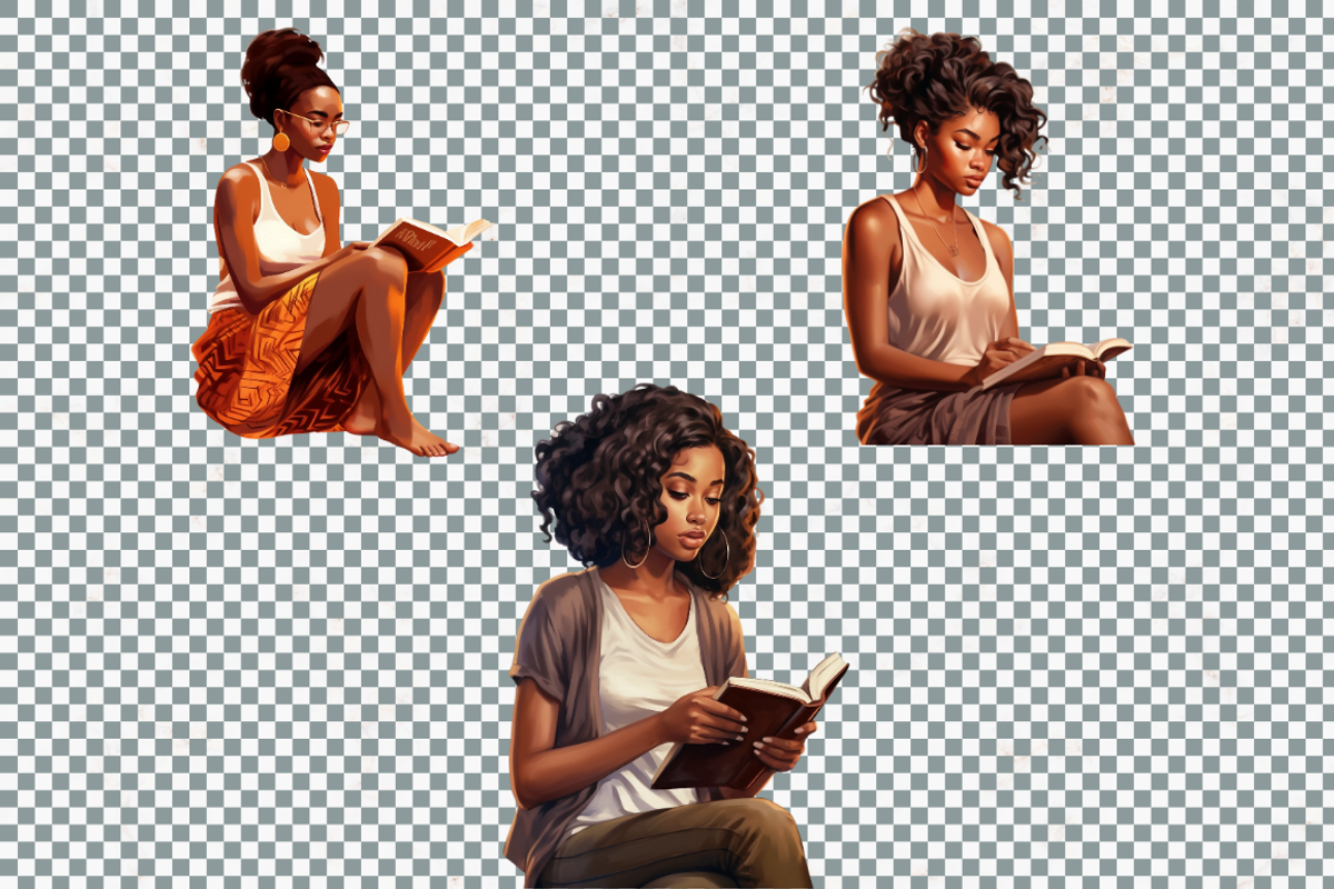 African American Reading Girl, a Person Illustration by Mash Mash Stickers (Photo 8 of 9)