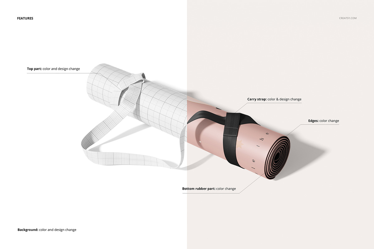 PU Leather Yoga Mat Mockup Set, a Product Mockup by creatsy5 (Photo 3 of 13)