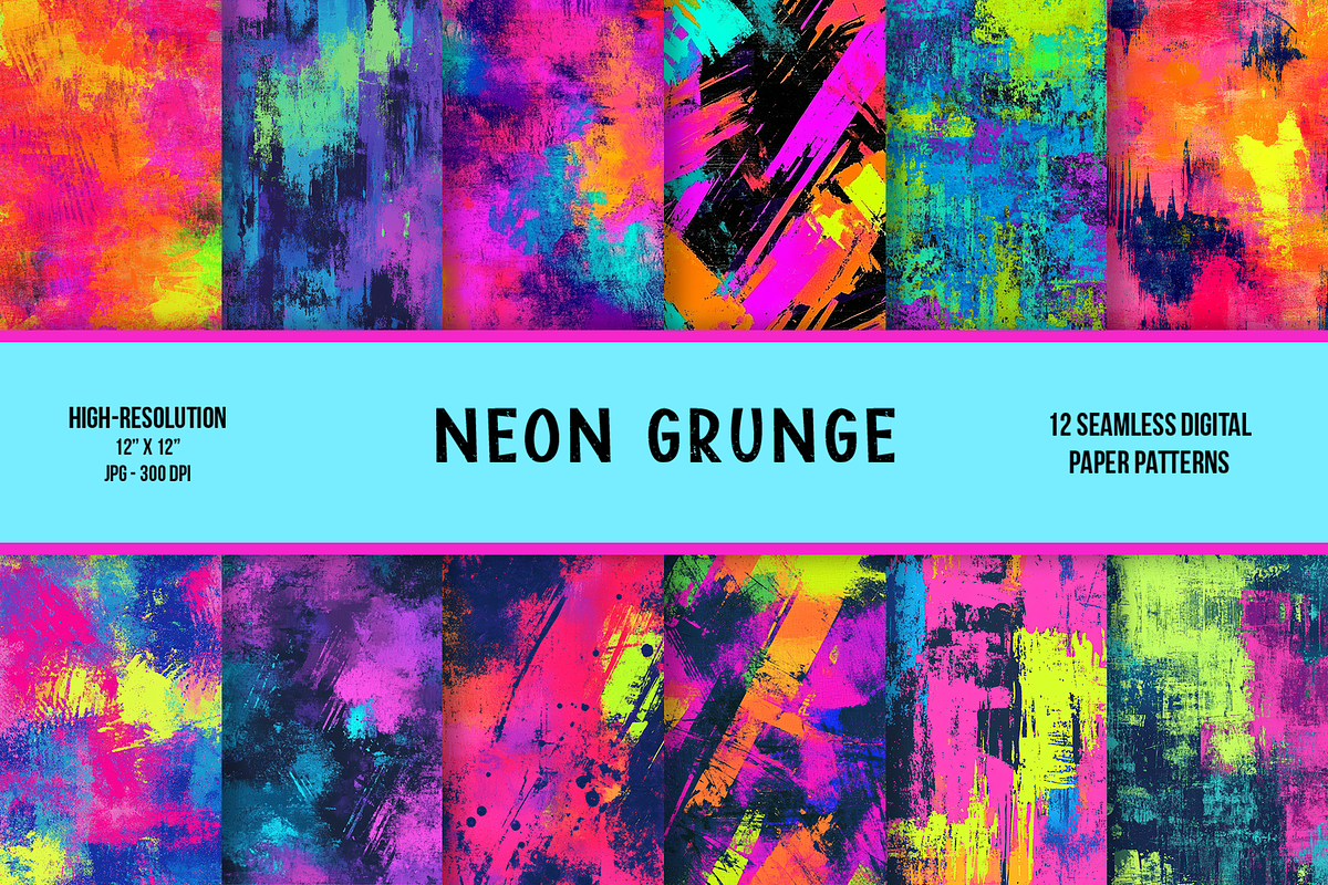 Neon Grunge Seamless - Volume 2, a Pattern Graphic by Chromolume Studio (Photo 1 of 15)