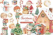 Watercolor Christmas Clipart Bundle, a Decorative Illustration by MockupWizard (Thumbnail 1 of 6)