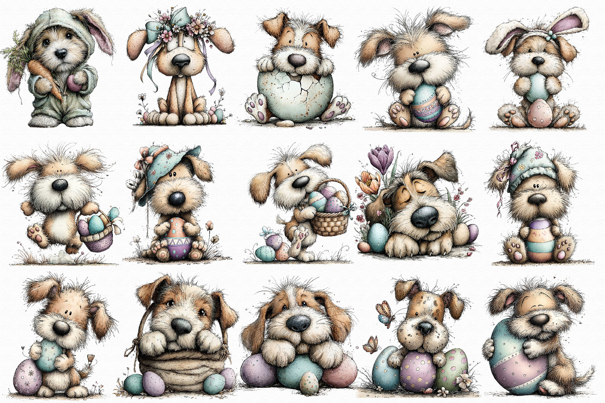 Whimsical Easter Dogs Clipart, an Illustration by Libby Wishes (Photo 2 of 6)