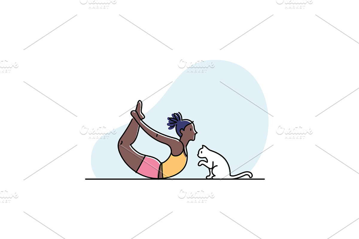 Yoga practice & cat illustration set, a Healthcare Illustration by tetiana.svirska (Photo 4 of 17)