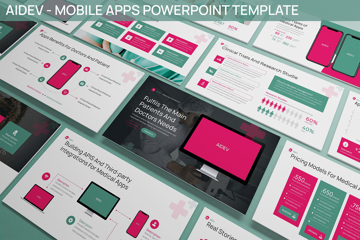 Aidev - Mobile Apps Powerpoint, a Presentation Template by SlideFactory (Photo 1 of 4)