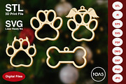 Dog Paw & Bone Plane Christmas Decor, a Decorative Illustration by ndasdesign (Thumbnail 2 of 2)