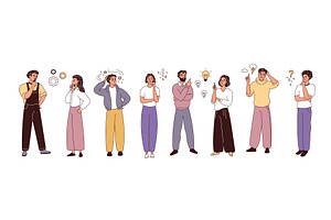 Thoughtful people characters. Young, a Person Illustration by YummyBuum