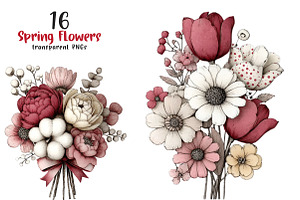 Spring Flowers Clipart Bundle, a Transportation Illustration by SinaCreation