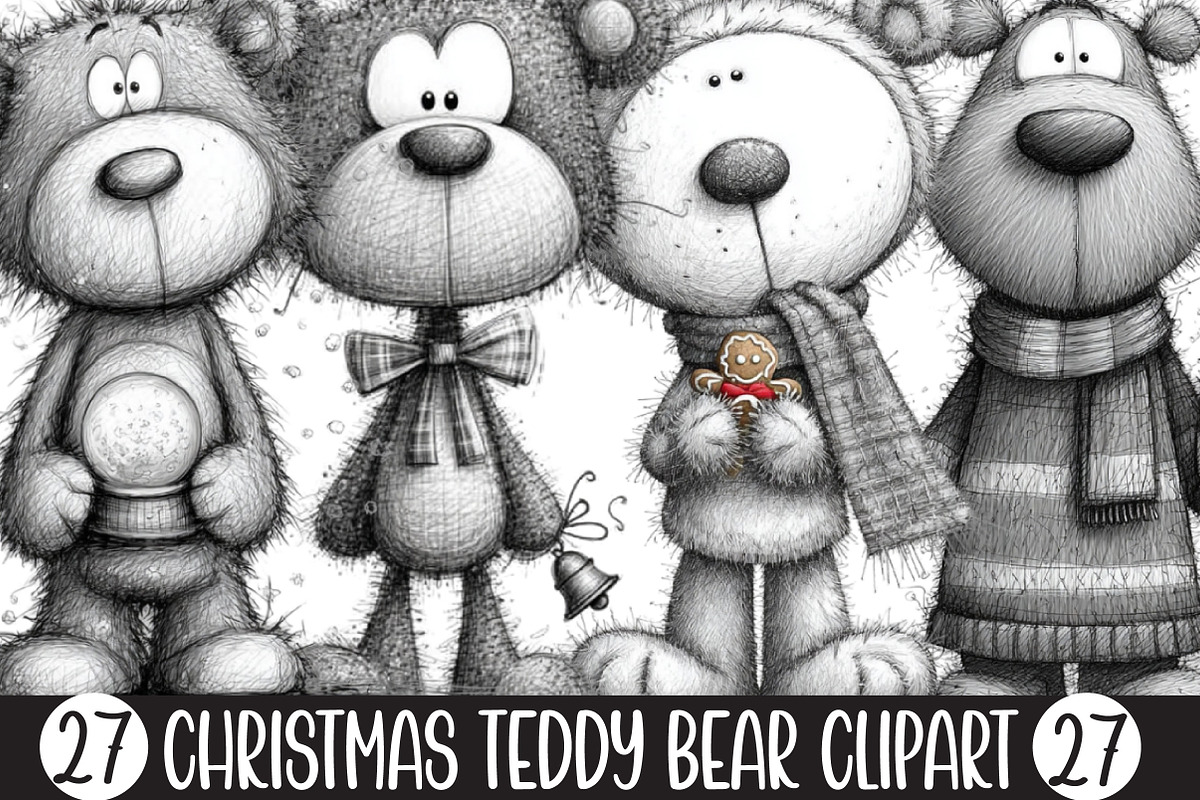 Christmas Teddy Bear Clipart, an Illustration by Designking (Photo 1 of 5)