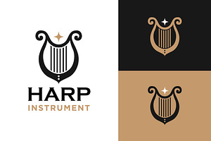 harp music instrumental logo design, a Branding & Logo Template by funpixel