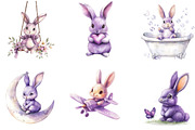 Cute Purple Bunny Clipart, an Illustration by Designking (Thumbnail 2 of 5)