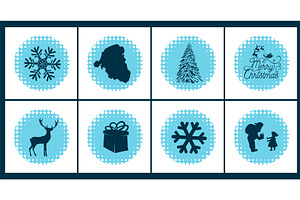 Round Christmas stickers labels with, an Object Illustration by Nenahliadava Design