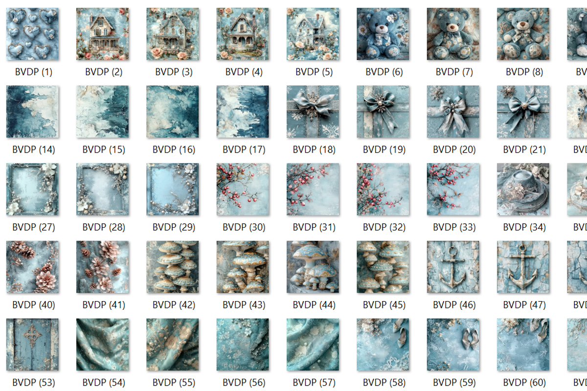 260 Blue Vintage Digital Paper, an Illustration by HubbaDigitals (Photo 2 of 5)
