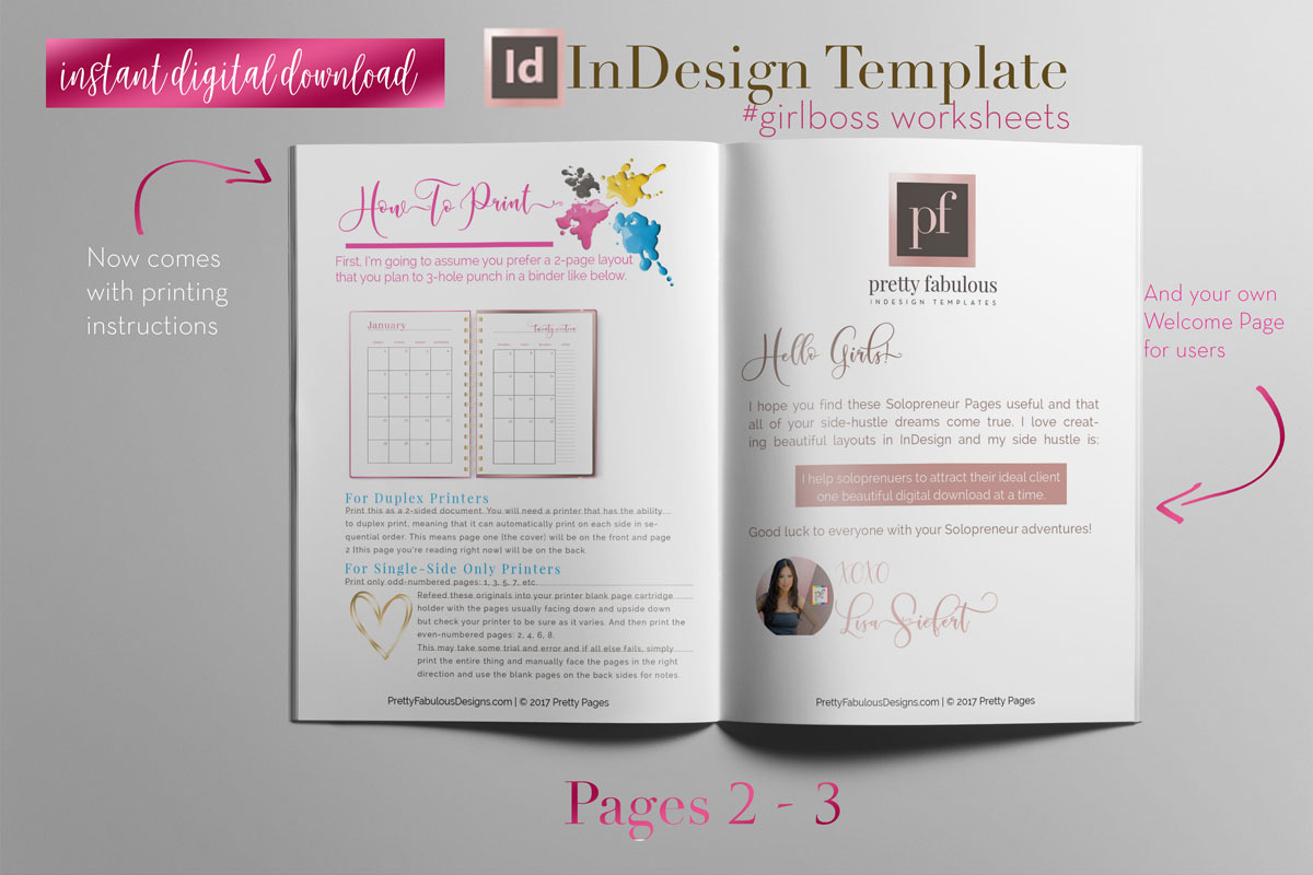 Girlboss Sheets | InDesign Template, a Stationery Template by Planner Templates (Photo 3 of 55)