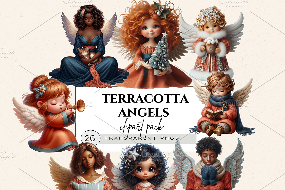 TERRACOTTA ANGELS CLIPART PACK, a Person Illustration by Daring Digies (Photo 1 of 7)