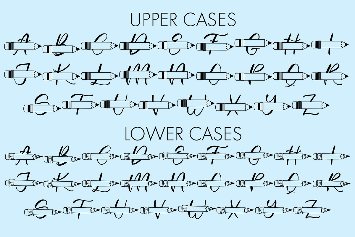 Pencil Monogram Font, a Handwritten Font by Freeling Design House (Photo 2 of 4)