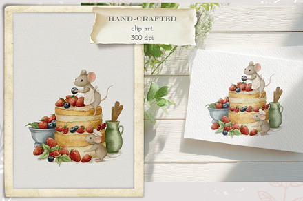 Mice and Birthday Cake Clipart&Card