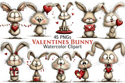Whimsical Bunny Valentine's Day Clip, an Illustration by Pixels.Craft (Thumbnail 1 of 5)