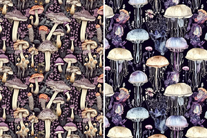 Seamless Patterns Magic Mushrooms