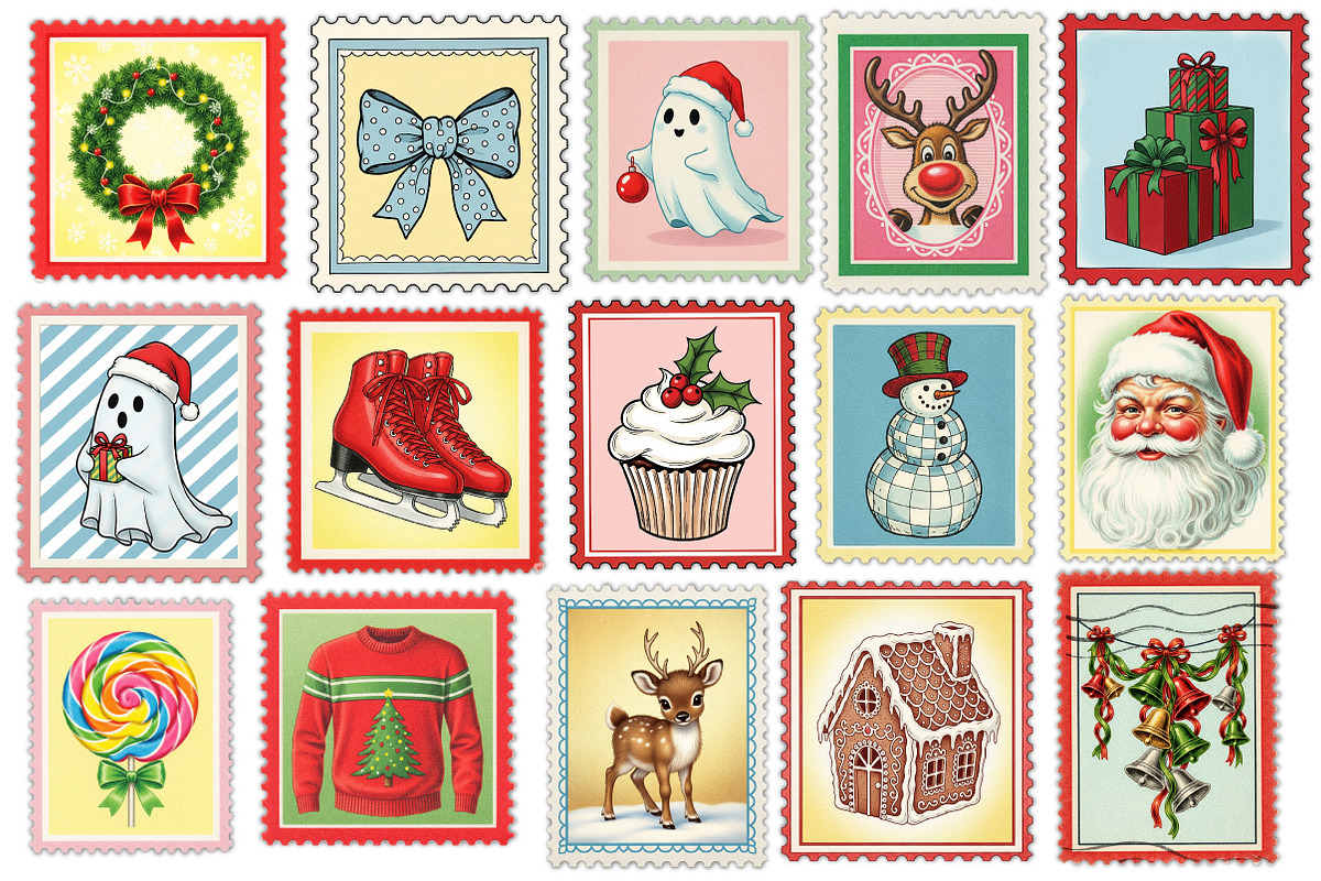 Christmas Postage Stamps Clipart, an Illustration by Dream Creation (Photo 3 of 5)