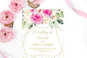 Hot Pink and Gold Blush Pink Roses, an Invitation Template by DreamsClipArt (Thumbnail 4 of 4)