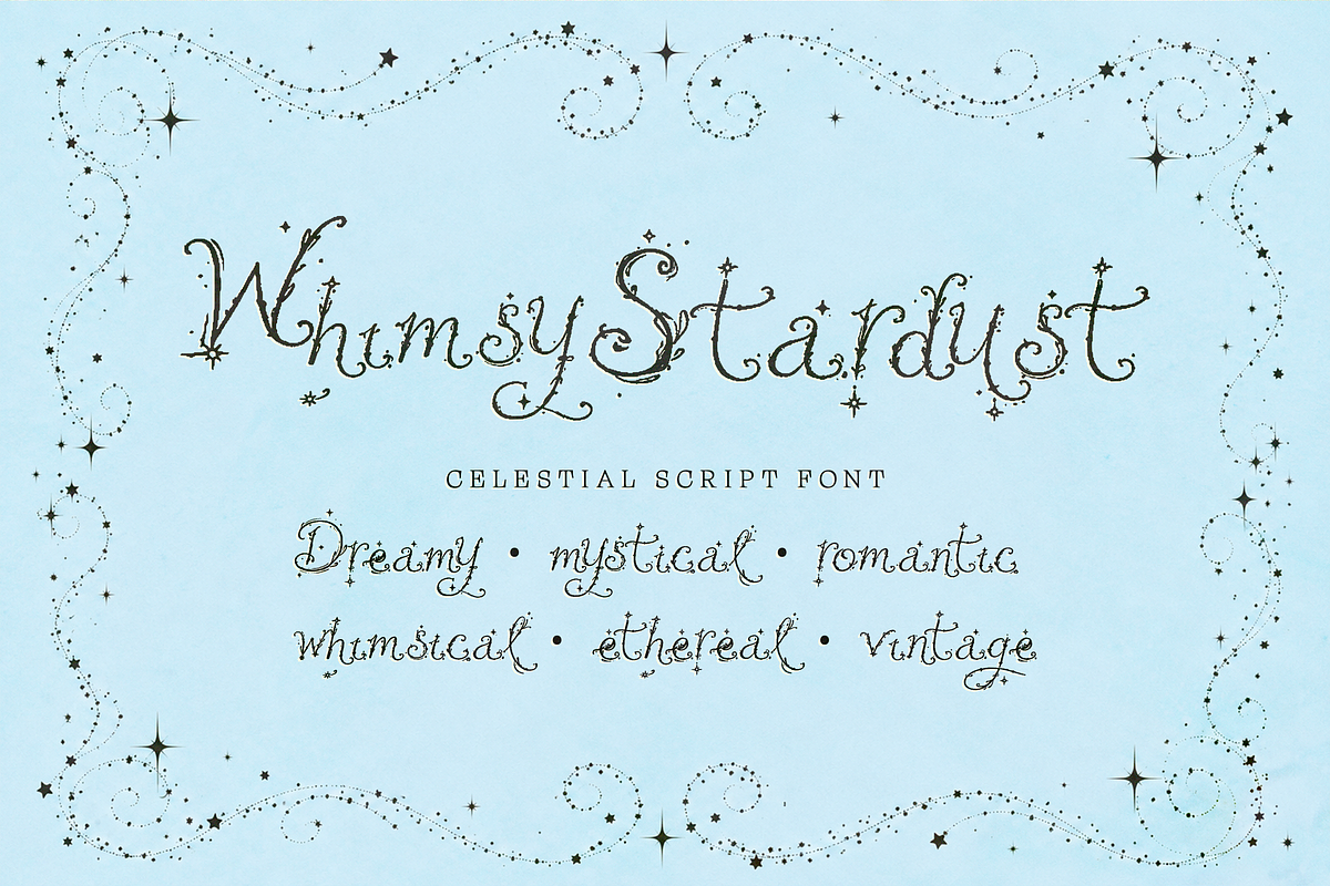 Whimsy Stardust - Script Font, a Script Font by Lilithcollageart (Photo 1 of 6)