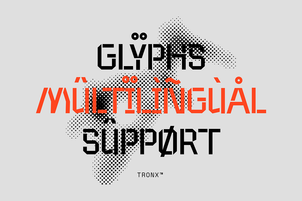 Tronx - Modern Futuristic Stencil, a Sans Serif Font by Imoodev (Photo 7 of 10)