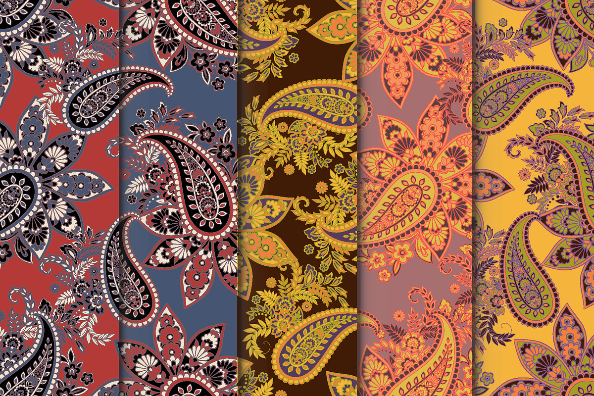 Paisley seamless fabric patterns, a Pattern Graphic by antalogiya (Photo 1 of 6)
