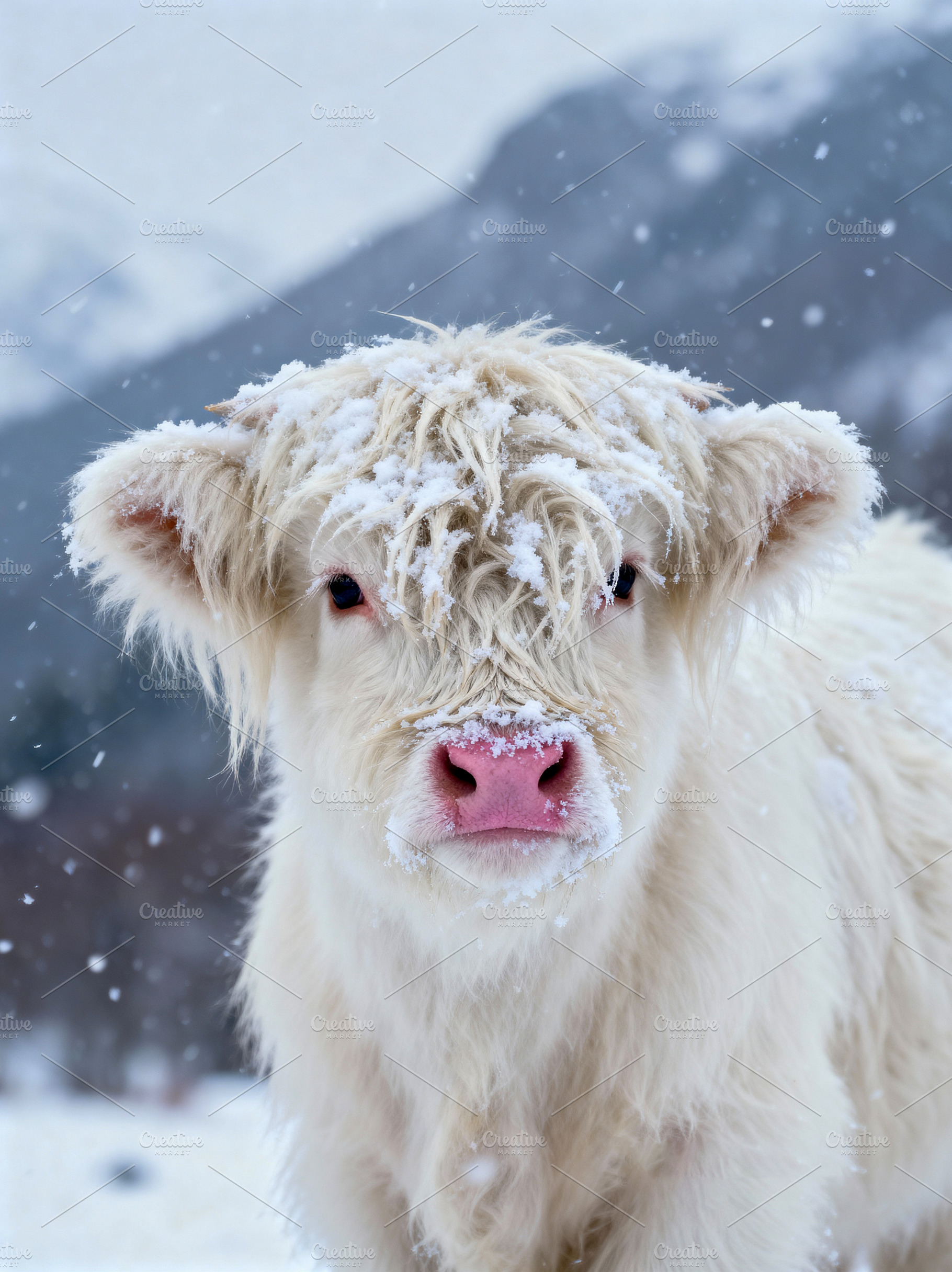 Adorable White Highland Calf, an Animal Photo by Virgo Studio